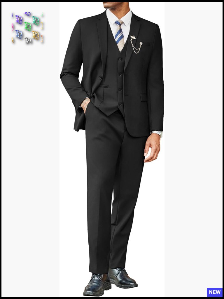 Classic Fit Three Piece Suit Set Elegant Wedding Business Formal Wear